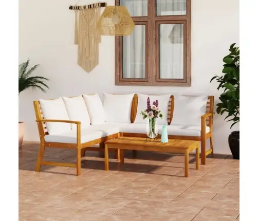 4-Daļīgs Dārza Atpūtas Mēbeļu Komplekts Ar Matračiem, Akācija Vidaxl