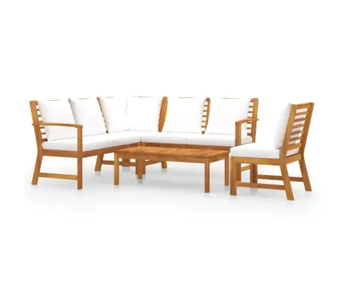 5-Daļīgs Dārza Mēbeļu Komplekts Ar Matračiem, Akācijas Koks Vidaxl