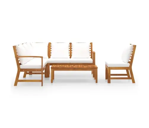 5-Daļīgs Dārza Mēbeļu Komplekts Ar Matračiem, Akācijas Koks Vidaxl