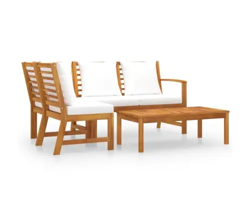 Sodo Baldų Komplektas Su Pagalvėmis, 4 Dalių, Kreminis, Akacija