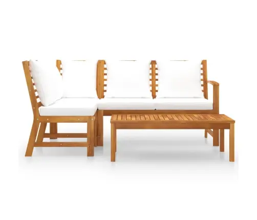 Sodo Baldų Komplektas Su Pagalvėmis, 4 Dalių, Kreminis, Akacija