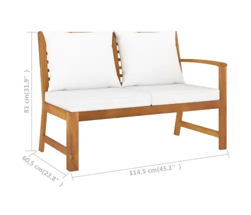 Sodo Baldų Komplektas Su Pagalvėmis, 4 Dalių, Kreminis, Akacija