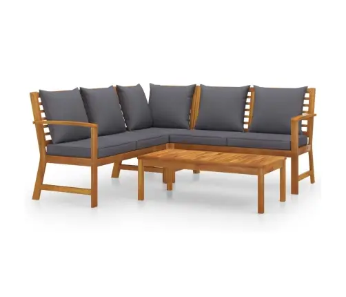 4-Daļīgs Dārza Atpūtas Mēbeļu Komplekts Ar Matračiem, Akācija Vidaxl