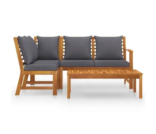 4-Daļīgs Dārza Atpūtas Mēbeļu Komplekts Ar Matračiem, Akācija Vidaxl