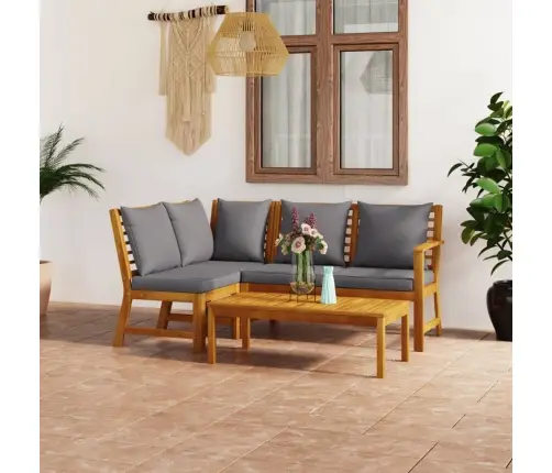 4-Daļīgs Dārza Atpūtas Mēbeļu Komplekts Ar Matračiem, Akācija Vidaxl