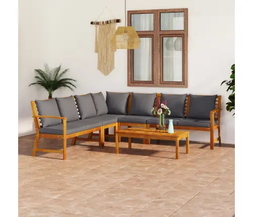 6-Daļīgs Dārza Atpūtas Mēbeļu Komplekts Ar Matračiem, Akācija Vidaxl