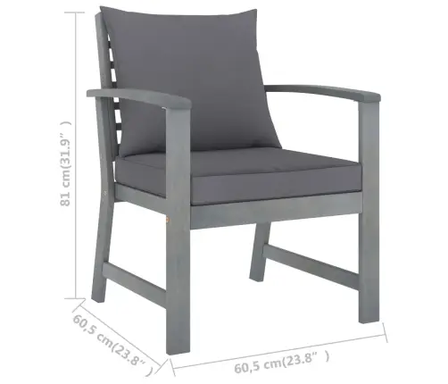 5-Daļīgs Dārza Atpūtas Mēbeļu Komplekts Ar Matračiem, Akācija Vidaxl