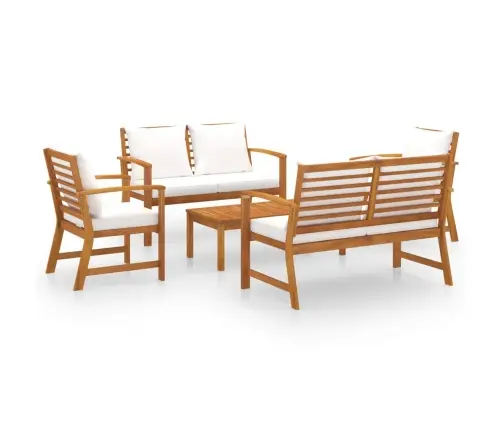 5-Daļīgs Dārza Atpūtas Mēbeļu Komplekts Ar Matračiem, Akācija Vidaxl