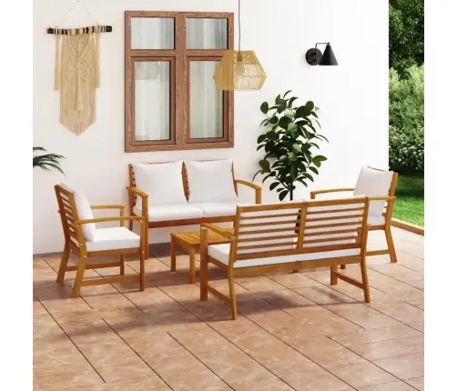 5-Daļīgs Dārza Atpūtas Mēbeļu Komplekts Ar Matračiem, Akācija Vidaxl