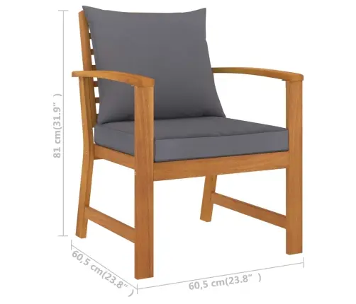 5-Daļīgs Dārza Atpūtas Mēbeļu Komplekts Ar Matračiem, Akācija Vidaxl