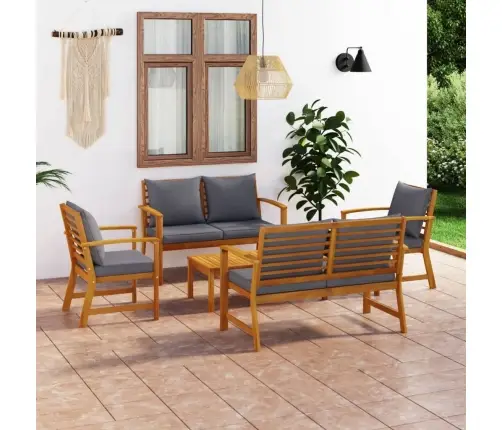 5-Daļīgs Dārza Atpūtas Mēbeļu Komplekts Ar Matračiem, Akācija Vidaxl