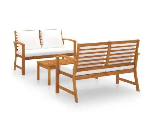 3-Daļīgs Dārza Atpūtas Mēbeļu Komplekts Ar Matračiem, Akācija Vidaxl