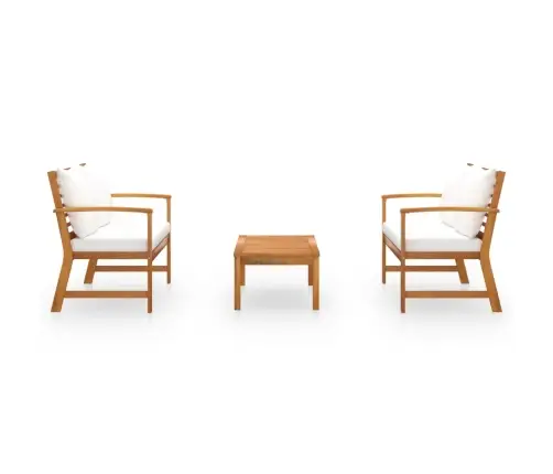 3-Daļīgs Dārza Atpūtas Mēbeļu Komplekts Ar Matračiem, Akācija Vidaxl