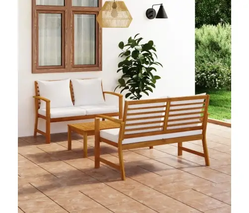 3-Daļīgs Dārza Atpūtas Mēbeļu Komplekts Ar Matračiem, Akācija Vidaxl