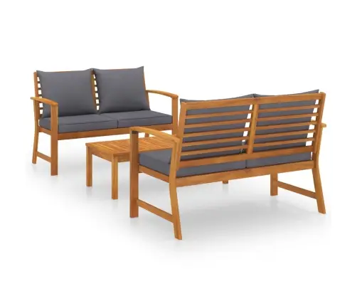 Sodo Baldų Komplektas Su Pagalvėmis, 3 Dalių, Akacijos Masyvas