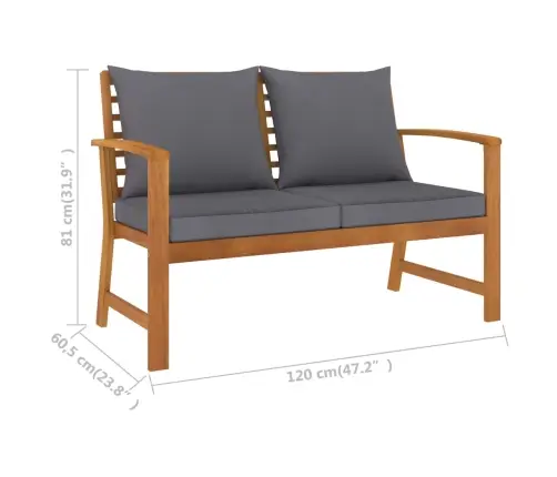 Sodo Baldų Komplektas Su Pagalvėmis, 3 Dalių, Akacijos Masyvas