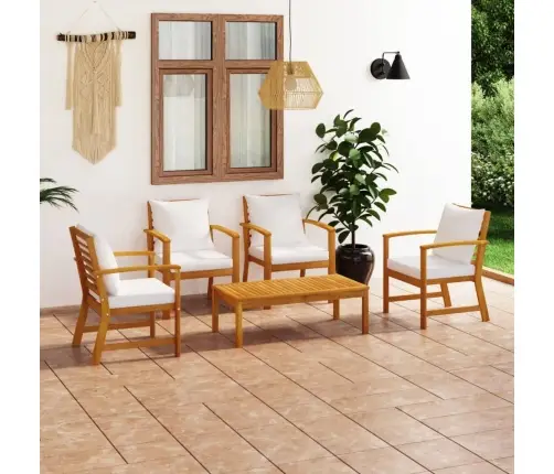 Sodo Baldų Komplektas Su Pagalvėmis, 5 Dalių, Akacijos Masyvas