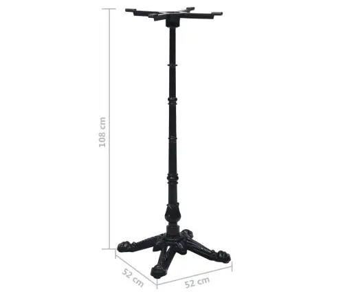 Bistro Galda Kāja Melna 52X52X108 Cm Čuguns Vidaxl