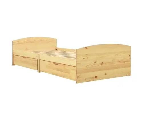 Gultas Rāmis Ar 2 Atvilktnēm, Priedes Koks, 90X200 Cm Vidaxl