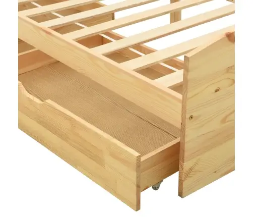 Gultas Rāmis Ar 2 Atvilktnēm, Priedes Koks, 90X200 Cm Vidaxl