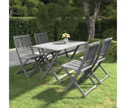 5-Daļīgs Dārza Mēbeļu Komplekts, Akācijas Masīvkoks, Pelēks Vidaxl