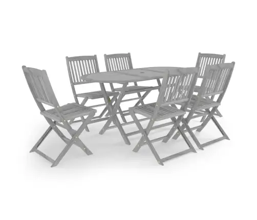 Sodo Valgomojo Komplektas, 7 Dalių, Pilkas, Akacijos Masyvas