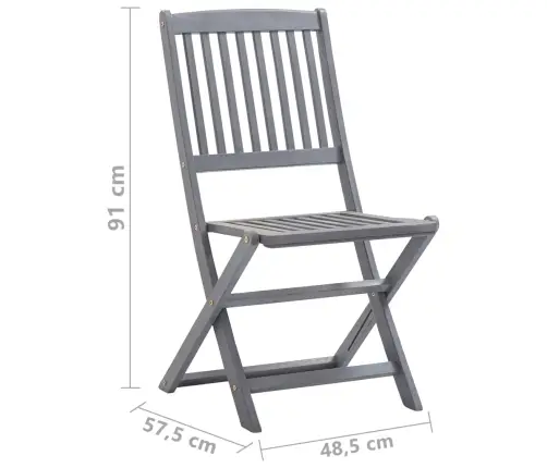 Sodo Valgomojo Komplektas, 7 Dalių, Pilkas, Akacijos Masyvas