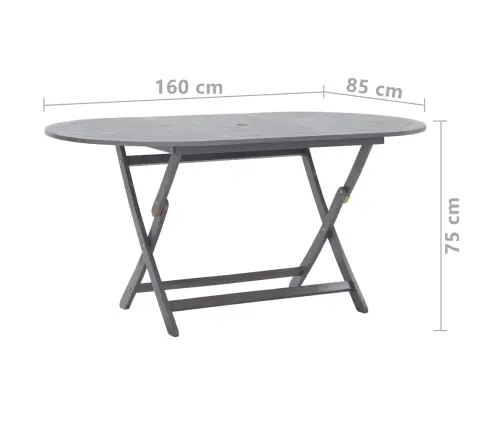 Sodo Valgomojo Komplektas, 7 Dalių, Pilkas, Akacijos Masyvas