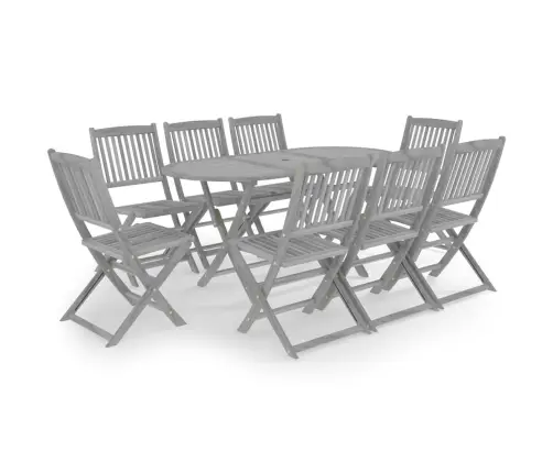 9-Osaline Aiamööblikomplekt, Akaatsiapuit, Hall