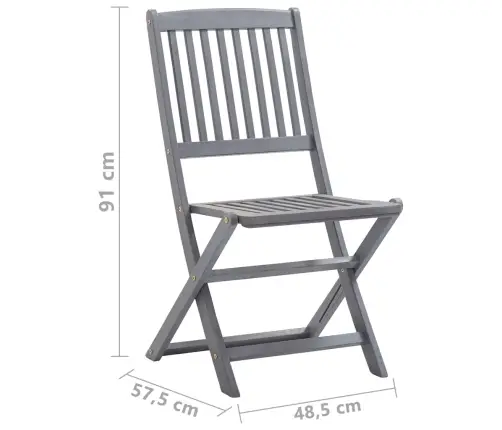 9-Osaline Aiamööblikomplekt, Akaatsiapuit, Hall