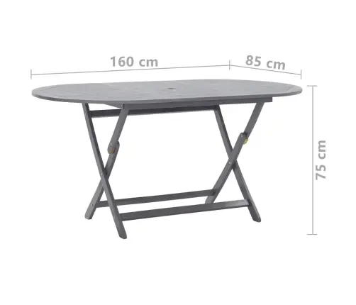 9-Osaline Aiamööblikomplekt, Akaatsiapuit, Hall