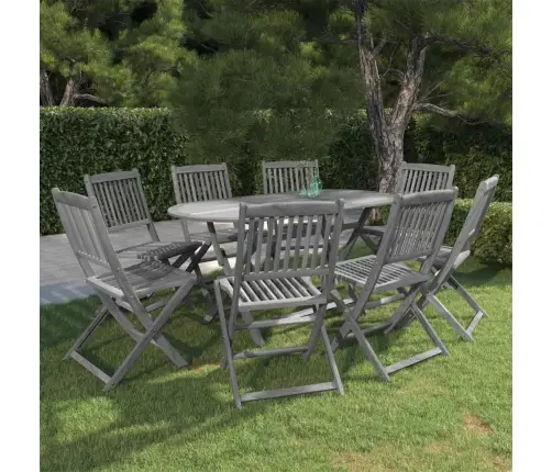 9-Osaline Aiamööblikomplekt, Akaatsiapuit, Hall