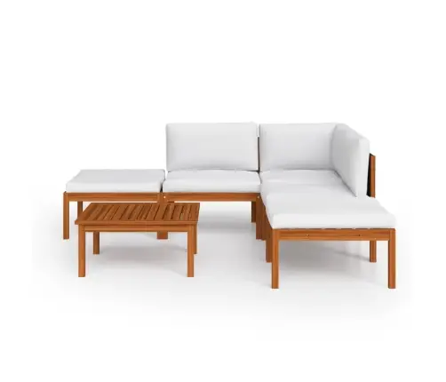 6-Osaline Aiamööblikomplekt Patjadega, Kreemikaspuidust, Akaatsia Ja Köis