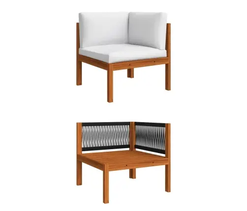 5-Daļīgs Dārza Atpūtas Mēbeļu Komplekts Ar Spilveniem, Krēmkrāsas Koks, Akācija Un Virve Vidaxl