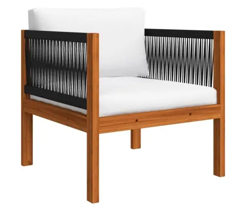 7-Osaline Aiamööblikomplekt Patjadega, Kreemikaspuidust, Akaatsia Ja Köis