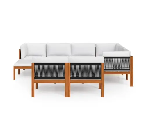 10 Daļu Dārza Atpūtas Mēbeļu Komplekts Ar Spilveniem, Krēmkrāsas Koks, Akācija Un Virve Vidaxl