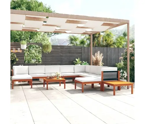 12 Daļu Dārza Atpūtas Mēbeļu Komplekts Ar Spilveniem, Krēmkrāsas Koks, Akācija Un Virve Vidaxl