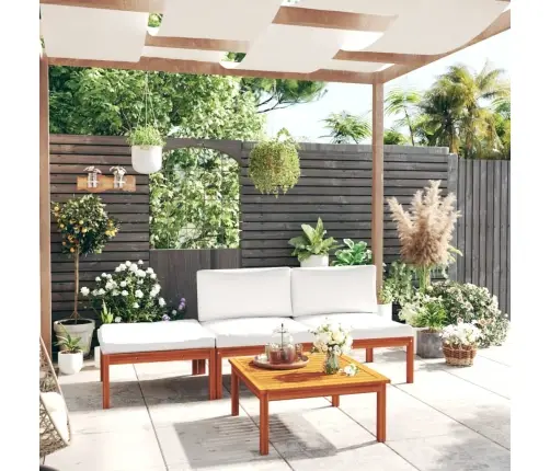 4-Daļīgs Dārza Atpūtas Mēbeļu Komplekts Ar Spilveniem, Krēmkrāsas, 63X63 Cm Vidaxl