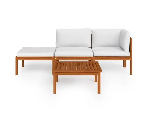 4-Osaline Aiamööblikomplekt Patjadega, Kreemjas, 63 X 63 Cm