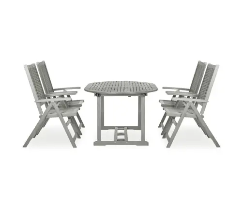 5-Daļīgs Dārza Mēbeļu Komplekts, (150-200) X 100 Cm, Masīvs Akācijas Koks, Pelēks Vidaxl