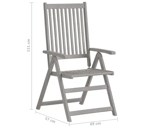 5-Daļīgs Dārza Mēbeļu Komplekts, (150-200) X 100 Cm, Masīvs Akācijas Koks, Pelēks Vidaxl