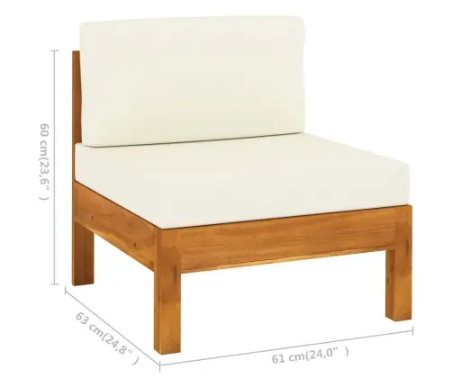 6-Osaline Aiamööblikomplekt Patjadega, 100 X 60 cm Akaatsiapuit