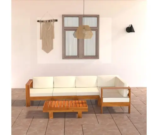 6-Osaline Aiamööblikomplekt Patjadega, 100 X 60 cm Akaatsiapuit