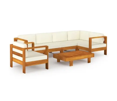 7 Dalių Sodo Poilsio Baldų Komplektas Su Pagalvėlėmis, 100X60 cm Akacijos Mediena