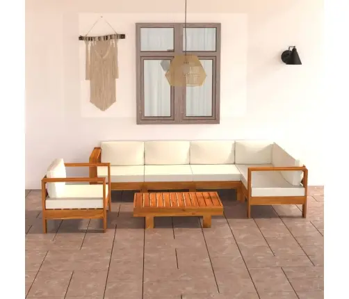 7 Dalių Sodo Poilsio Baldų Komplektas Su Pagalvėlėmis, 100X60 cm Akacijos Mediena