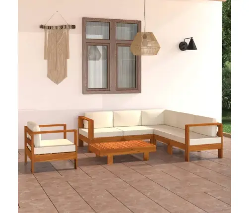 7 Daļu Dārza Atpūtas Mēbeļu Komplekts Ar Spilveniem, 100X60 Cm, Akācijas Koks Vidaxl