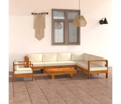 8 Daļu Dārza Atpūtas Mēbeļu Komplekts Ar Spilveniem, 100X60 Cm, Akācijas Koks Vidaxl