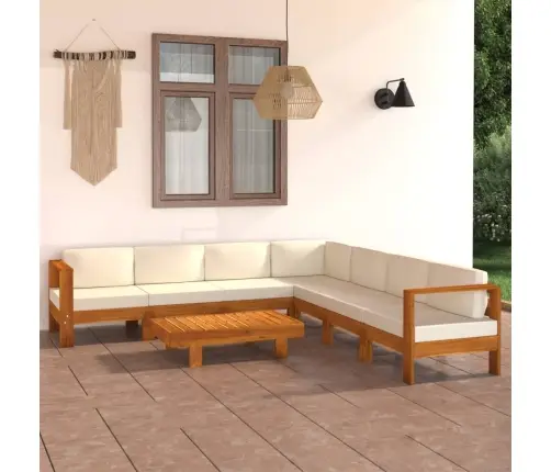 8 Daļu Dārza Atpūtas Mēbeļu Komplekts Ar Spilveniem, 100X60 Cm, Akācijas Koks Vidaxl