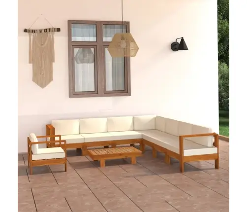 9 Daļu Dārza Atpūtas Mēbeļu Komplekts Ar Spilveniem, 100X60 Cm, Akācijas Koks Vidaxl