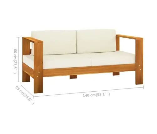 9-Osaline Aiamööblikomplekt Patjadega, 100 X 60 cm Akaatsiapuit